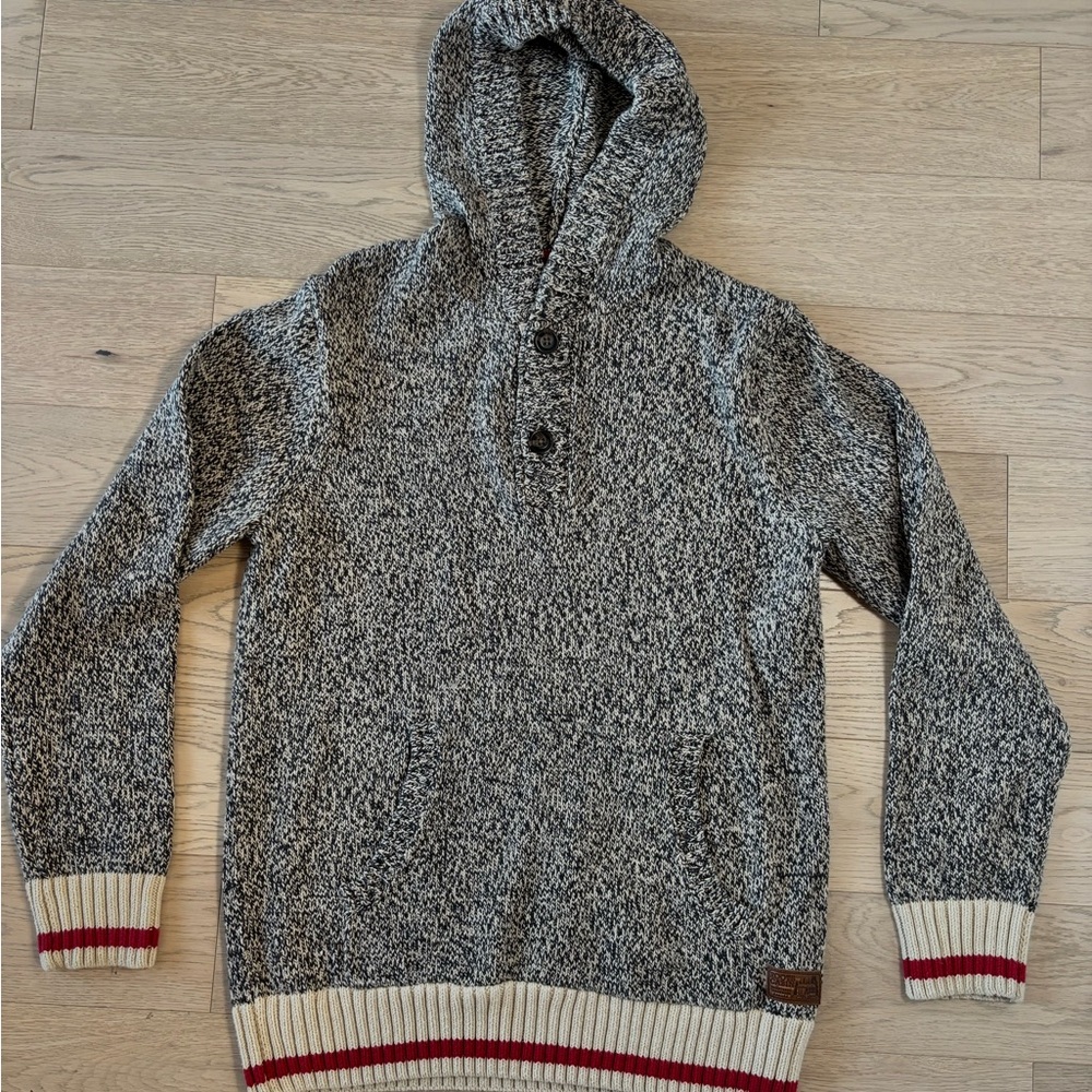 Roots Cabin Men's Gray Hooded Sweater